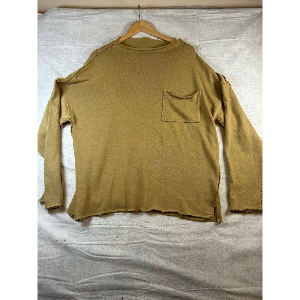 We The Free Oversized Distressed frayed Pocket Long Sleeve Sweater Top Size M